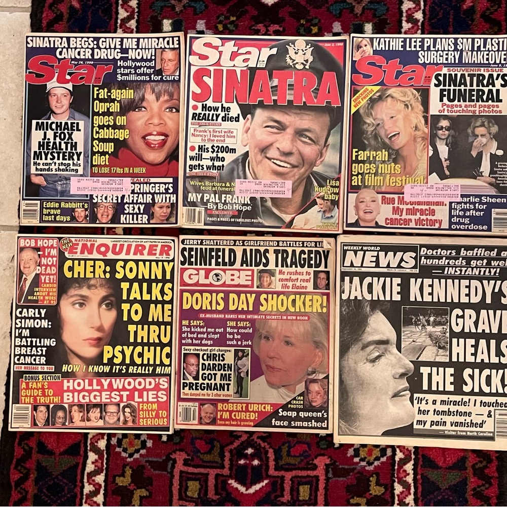 Natl Enquirer, Star… 6 vintage tabloid issues.